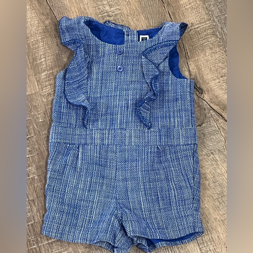 Janie and Jack Blue Textured Ruffle Romper baby girl 2t